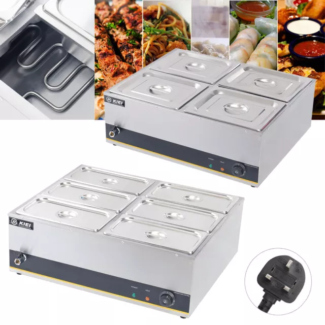 Catering Steel 4/6 Pots Electric Food Warmer Wet Well Heat Bain Marie Commercial