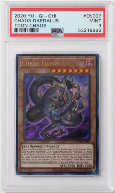 2020 YUGIOH 1st Ed. Toon Chaos EN007 Chaos Daedalus Ultra Rare PSA 9 Card MINT!