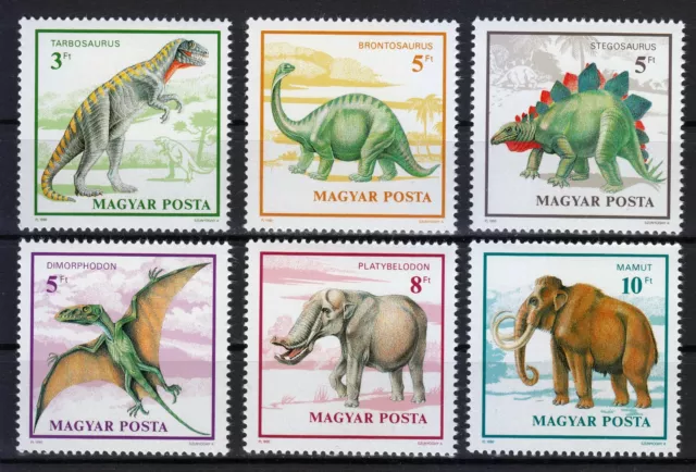 Hungary 1990 MNH Mi 4110-4115 Sc 3263-3268 Prehistoric Animals, Dinosaurs **