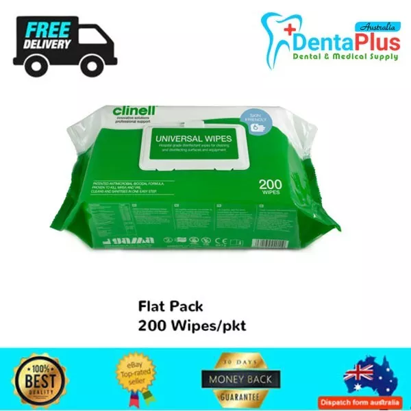 Universal Sanitising Wipes Clinell  (Pack Of 200) All Surfaces & Safe On Hands.