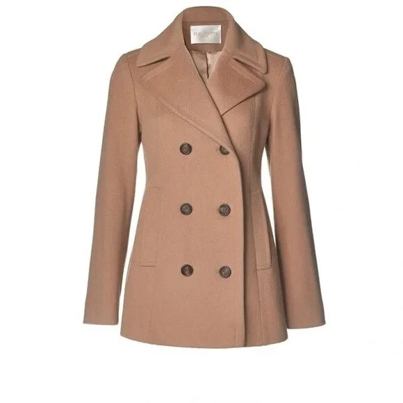 NWT Fleurette Loro Piana Wool Peacoat Camel Coat sz 14