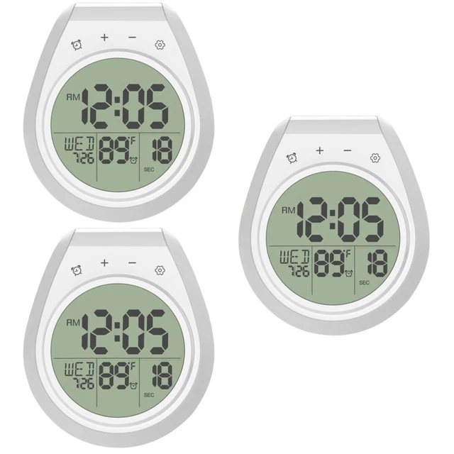 3 Pieces White Plastic Clock for Bathroom Kitchen Wall Clocks