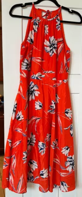 Eliza J Red Easter Dress Beautiful Halter Lined Spring Romantic Floral Size 10