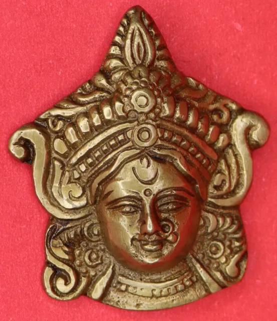 Goddess Durga Sherawali Wall Hanging Protection Figurine Handmade Brass Figure