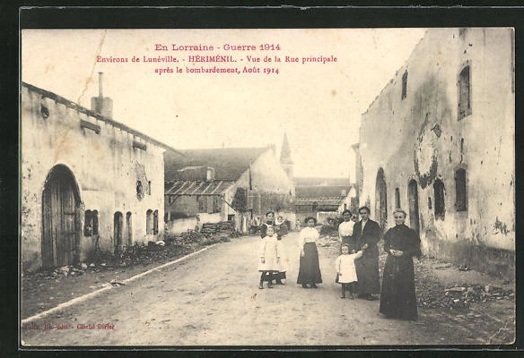 CPA Herimenil, Vue de la Rue principale apres le bombardement 1914