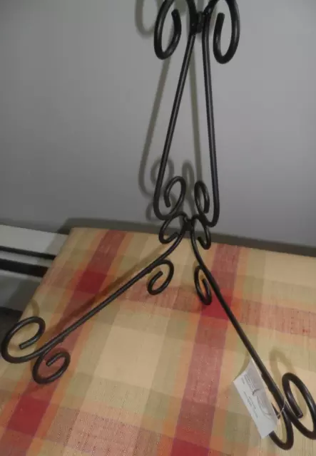 Black Wrought Iron Picture/Plate/Book Display Stand - 10", Folds Flat