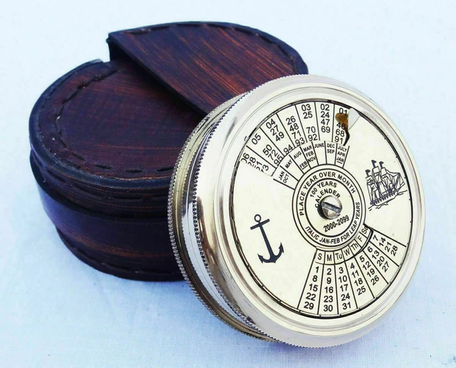 VINTAGE ROBERT FROST CALENDAR POEM ANTIQUE BRASS COMPASS 100 YEAR