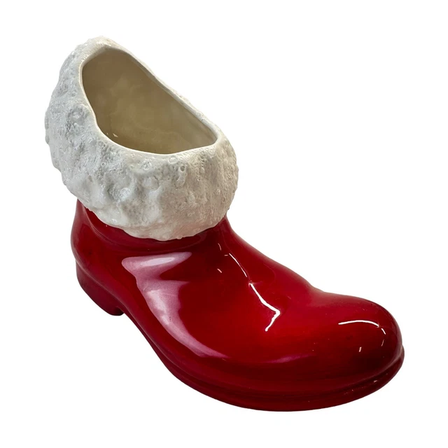 VINTAGE CERAMIC RED Santa Claus Boot Planters. Signed. £23.63 - PicClick UK