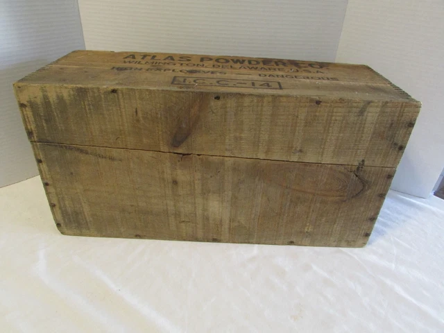Vintage Wooden Dangerous High Explosives Crate Atlas Powder Dynamite Wood Box 10