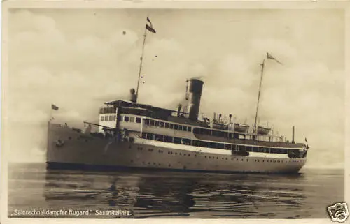 Schnelldampfer Rugard vor Rügen, alte Ansichtskarte um 1925, Schiff, Dampfer
