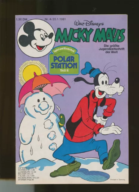 Micky Maus  1981  Heft Nr.   4  mit Beilage  Ehapa Verlag  Z 1