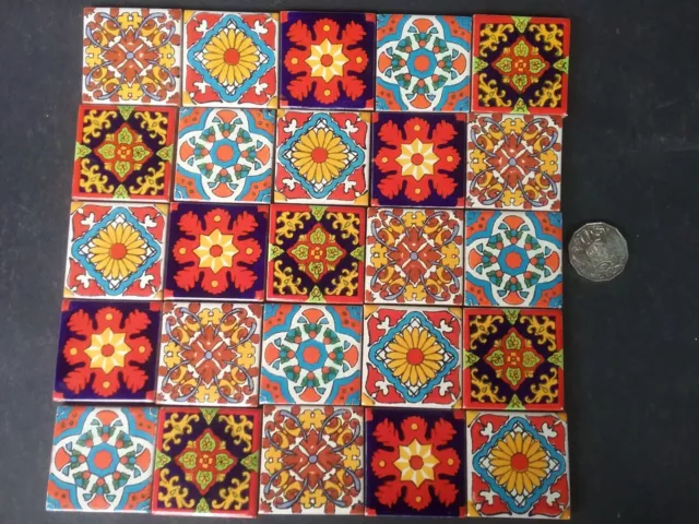 MEXICAN TALAVERA TILES 25 ( 5cm x 5cm each tile) SET  Z