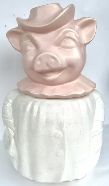 Vintage 1940's Terrace USA Pottery  Pink Ceramic Smile Winnie the Pig Cookie Jar