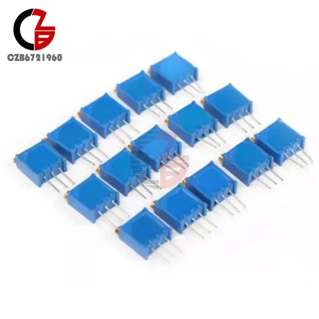 15x Common Values 3296 Trimmer Trim Pot Resistors Potentiometers Kits 100Ω-500KΩ