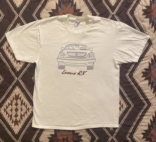 Vintage Hanes Beefy T Lexus RX Car Double Sided T Shirt White Men’s Size Large