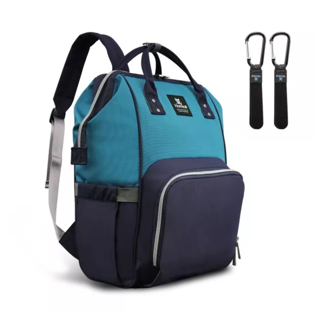 Hafmall Blue Diaper Bag Backpack Waterproof Multifunctional Travel Nappy Bag