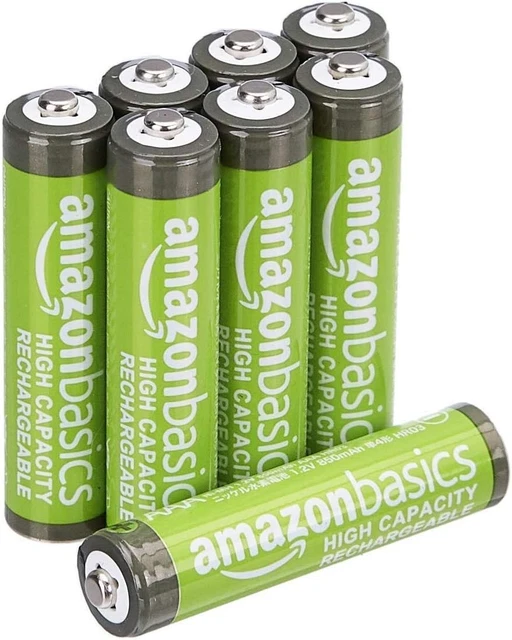 AMAZON BASICS 8-PACK Rechargeable AAA NiMH High-Capacity Batteries, 850 ...