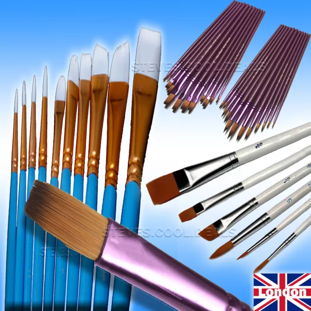 High quality ART Paint brush sets 12pcs Flat / Tip Painting Brushes Set Artist