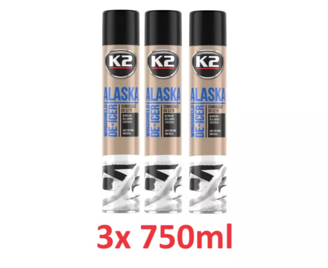 3x Scheibenenteiser K2 ALASKA 750ml bis -70°C Enteiser-Spray Frostschutz