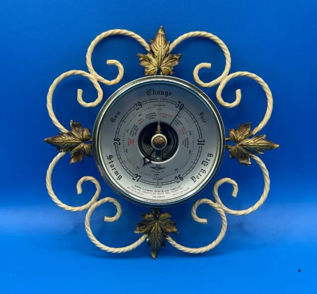 Shortland Bowen SB Barometer Wrought Metal Surround Leaf Rope Style Rare Vintage