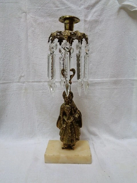 1850s GILT BRONZE GIRANDOLE Single CANDLESTICK with Prisms SULTANA