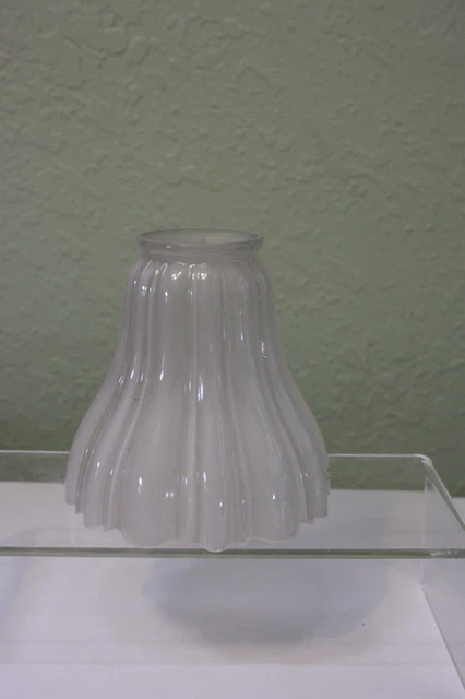 Scalloped Satin/Frosted Inside Glass Chandelier Fan, Sconce Light Shade
