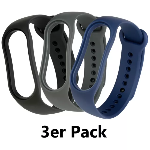 3er-Pack Ersatz Armband Schwarz für Xiaomi Smart Band 7 Fitness Sport Tracker Mi