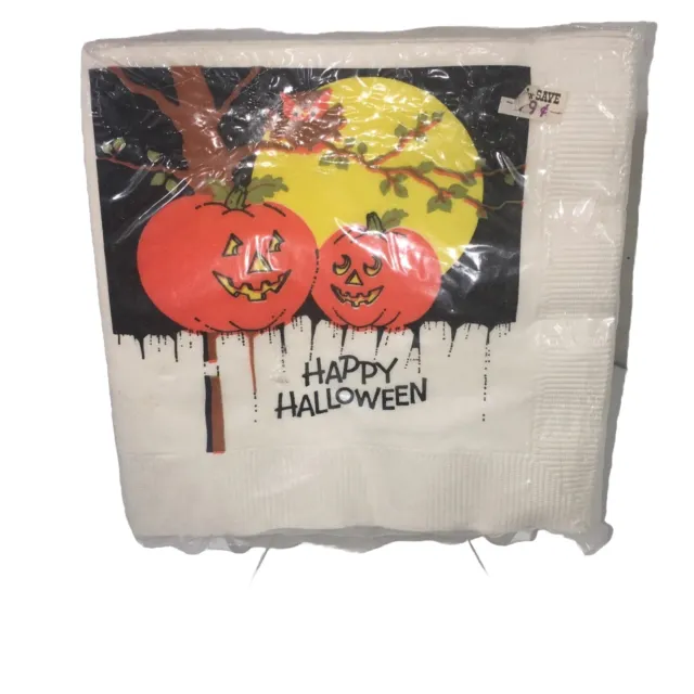 Vintage NEW SEALED 16 Halloween Cocktail Luncheon Napkin American Greetings 1981