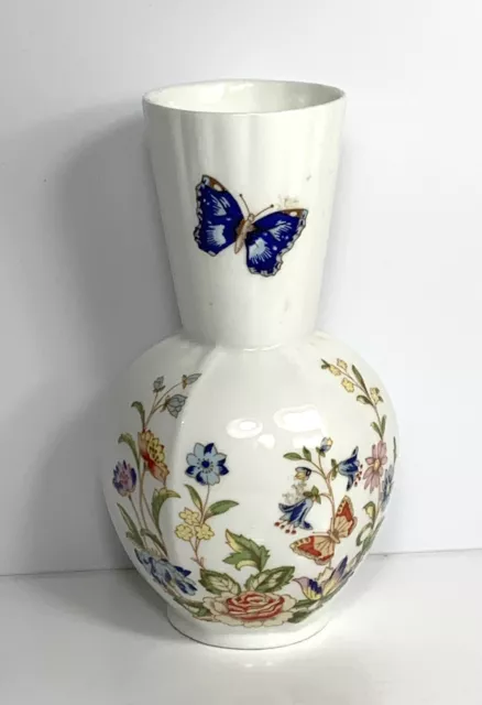 Aynsley Cottage Garden Vase Floral Butterfly Fine Bone China 5” Tall England