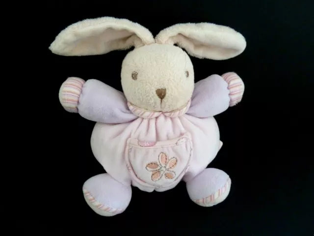 i. DOUDOU BOULE KALOO LAPIN ROSE MAUVE POCHE FLEUR 18c lire EXC. ETAT