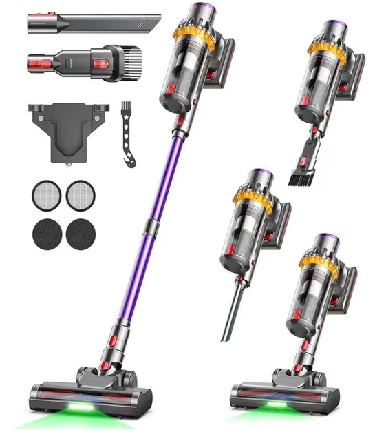 Aspirateur balai sans fil 35000Pa – Autonomie 40min – Éclairage LED – Brosse anti-enchevêtrement – Bac à poussière 1L