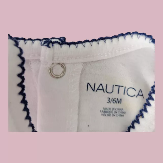 NWT Nautica Baby Girls' Pink White Romper 3-6M Sailboats Pastel Snap Closure 3