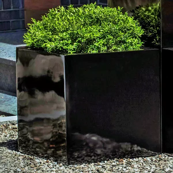 40x40x40 cm Black High Quality Fibreglass Planter Garden Plant Pot HAND MADE UK