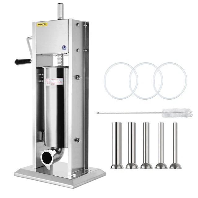 Manual 5L Vertical Commercial Home Sausage Stuffer 2 Speed Stainless Meat Press