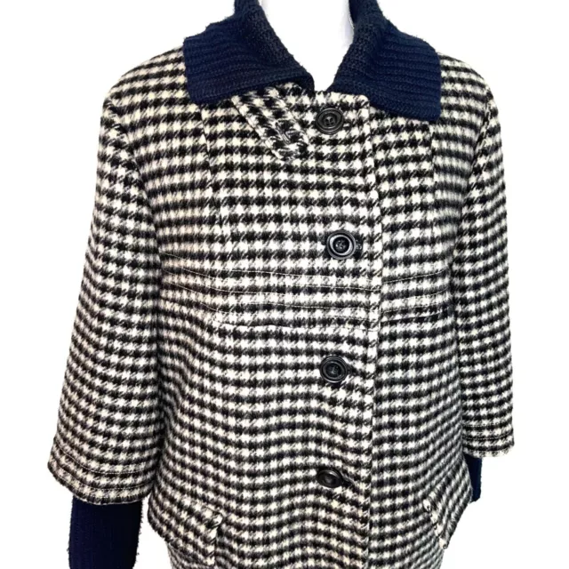 HOUNDSTOOTH SWEATER COAT Womens Vintage Three Quarter Sleeve Knit ...
