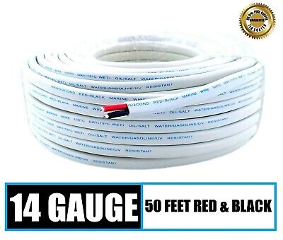 14 Gauge AWG Marine Grade Wire Cable Tinned OFC Copper Duplex 14/2 - 50 Feet