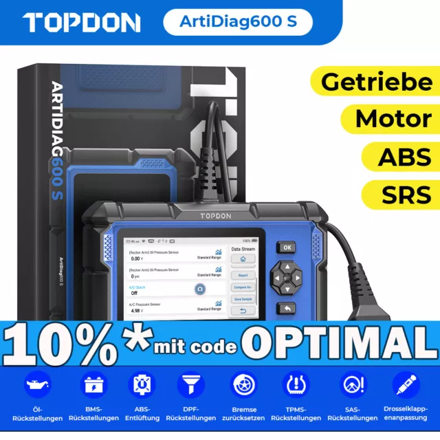 2024 TOPDON AD600S Profi Auto Diagnosegerät KFZ OBD2 Scanner 8 Funktionen TPMS