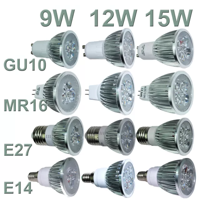 Ultrahelle  MR16 GU10 E27 E14 Dimmbare LED-Strahler-Birnen-Lampe 9W 12W 15W