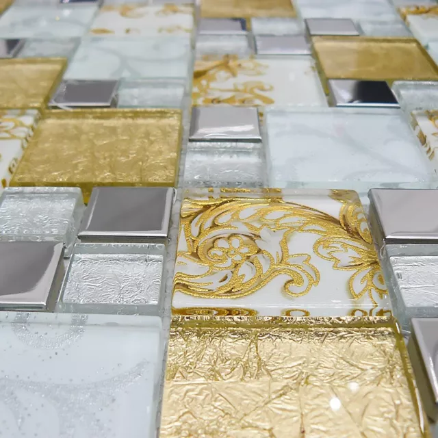 Mosaic Tiles Sheet Onyx Gold Vintage Mix Squares For Wall Floor Bathrooms