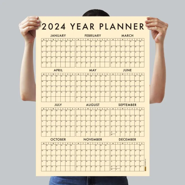 CREAM Color Special Paper, 2024 Wall Calendar, 35x50cm Monday Start