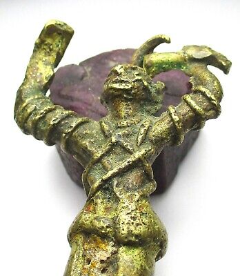 Rare Amazing Old Large Akan/Ashanti Solid Brass Figurative Goldweight ~ Man