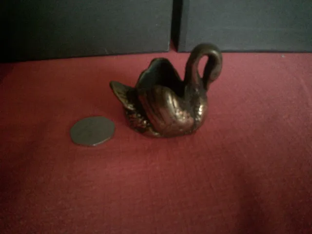 Rare Vintage Solid Heavy Brass SWAN Candle Match Holder Collectable