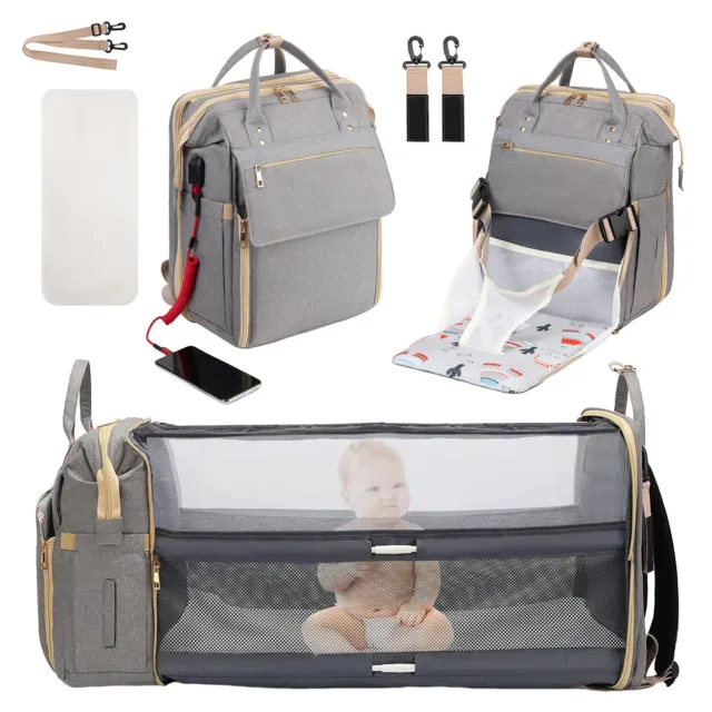 3 In 1 Premium Diaper Bag Backpack with Changing Station for Baby Boy or Girl