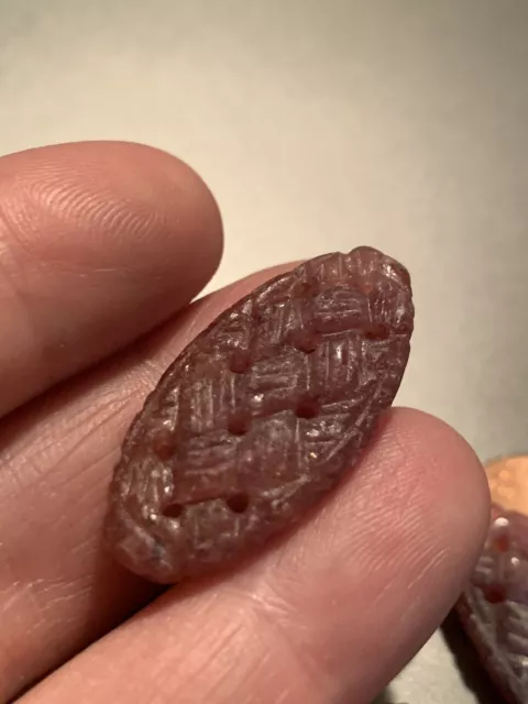 ONE Muscovite Carved Chinese Vintage Open Flat Oval Focal Bead Gemstone 30mm