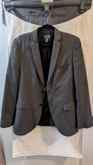 H&M Gray Suit Striped 38R Jacket & 32R Pants Slim