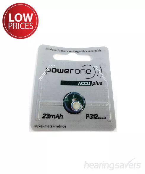 NEW Power One Rechargeable Hearing Aid Battery p312 accu from Hearing Savers