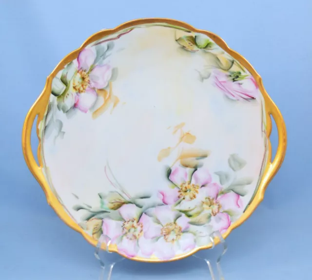 Antique Germany Cake Plate W/ Hand Painted Roses