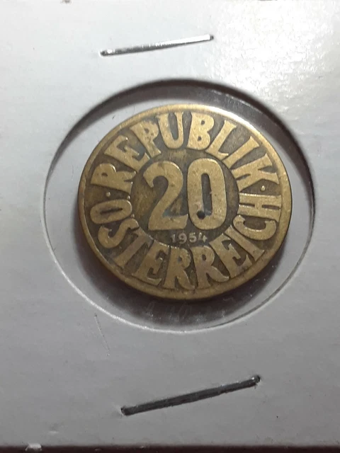 1954 austria 20 Groschen  coin km#2877 aluminum an bronze coin