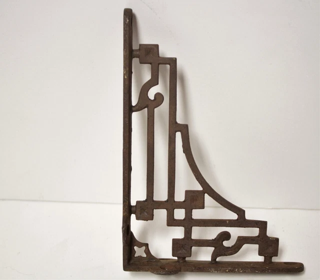 Antique Victorian Cast Iron Wall Shelf Bracket #4
