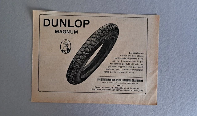 Clipping Ritaglio Pubblicità DUNLOP MAGNUM  anno 1922 f.to cm 12 x 16,5 - raro